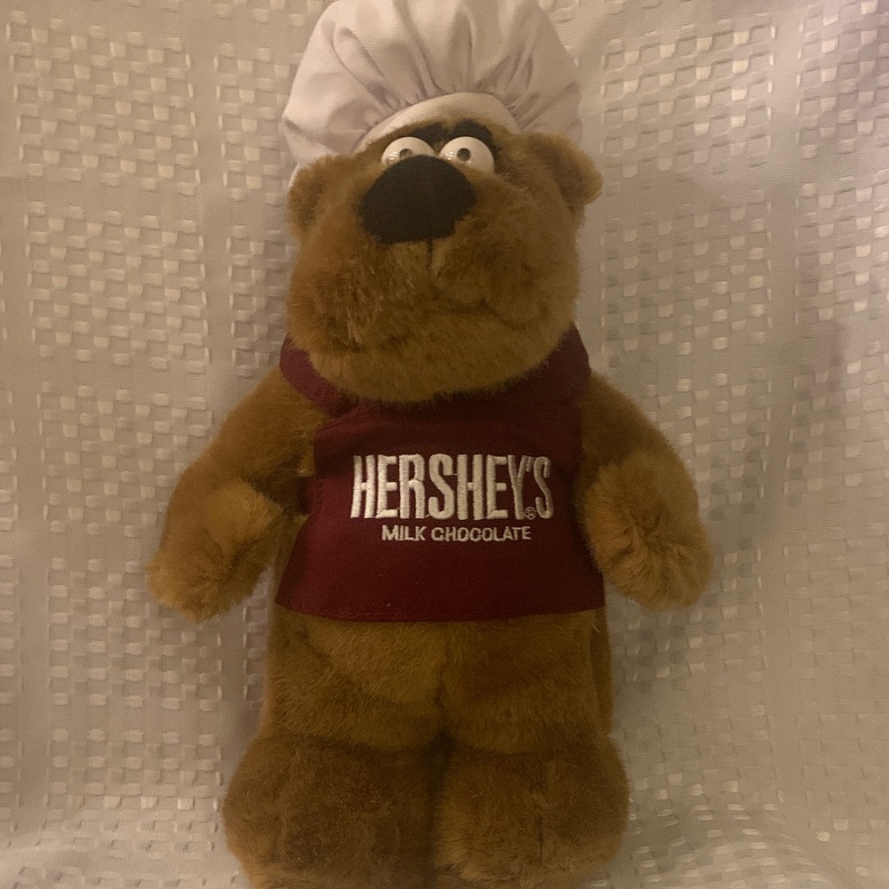 Hershey's Milk Chocolate talking plush Chef Bear, 10 inches tall.